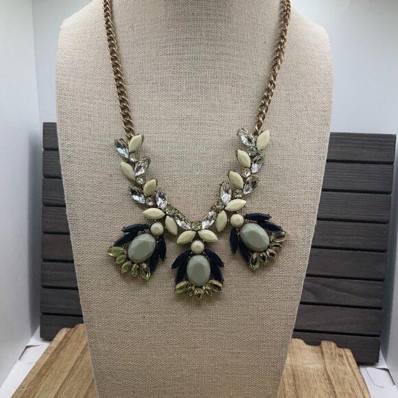 J. Crew Crystals Gold Tone Clusters Necklace - Picture 2 of 8